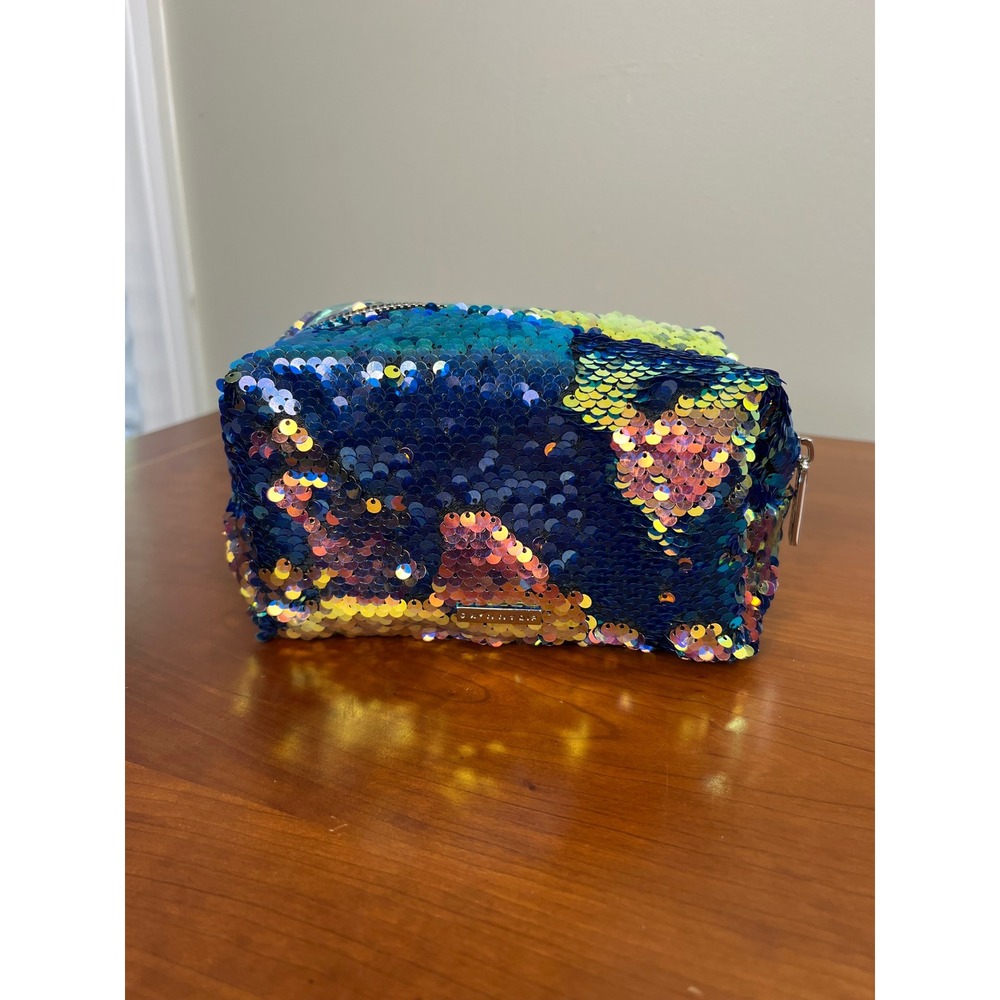 Skinnydip London Iridescent Sequin Makeup Bag Blue Gold Mermaid Cosmetic Pouch